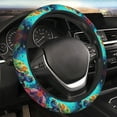 thumbnail image 1 of Vibrant Sea Turtle Print Steering Wheel Cover, Universal Fit 15-Inch, Polyester, Elastic, Non-Slip Grip, Marine Coral Reef Design, 1 of 7