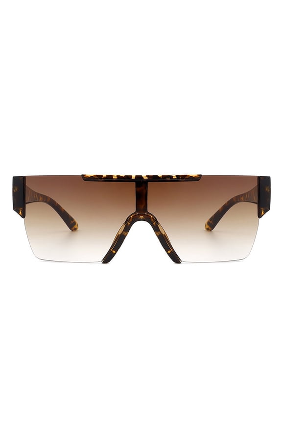 Vibrant Shield Sunglasses, Tortoise Frame with Brown Gradient Lenses