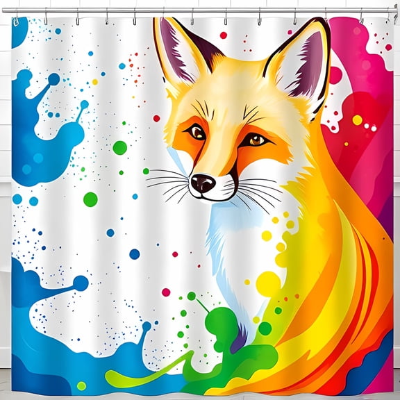 Vibrant Shower Curtain - Bold Artistic Design with Colorful Splatter Background - Modern Bathroom Decor