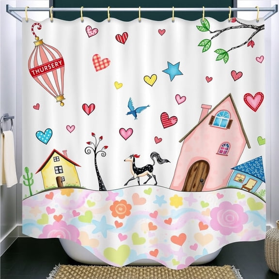 Vibrant Shower Curtain - Bold Colors Abstract Design Modern Graphic Art for Contemporary Bathrooms