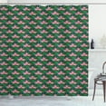 thumbnail image 1 of Vibrant Shower Curtain, Continuous Tropical Monstera Leaves Flowers Pattern Hawaiian Themes, Fabric Bathroom Set with Hooks, 69"W X 84"L Extra Long, Fern Green and Pale Pink, by Ambesonne, 1 of 3