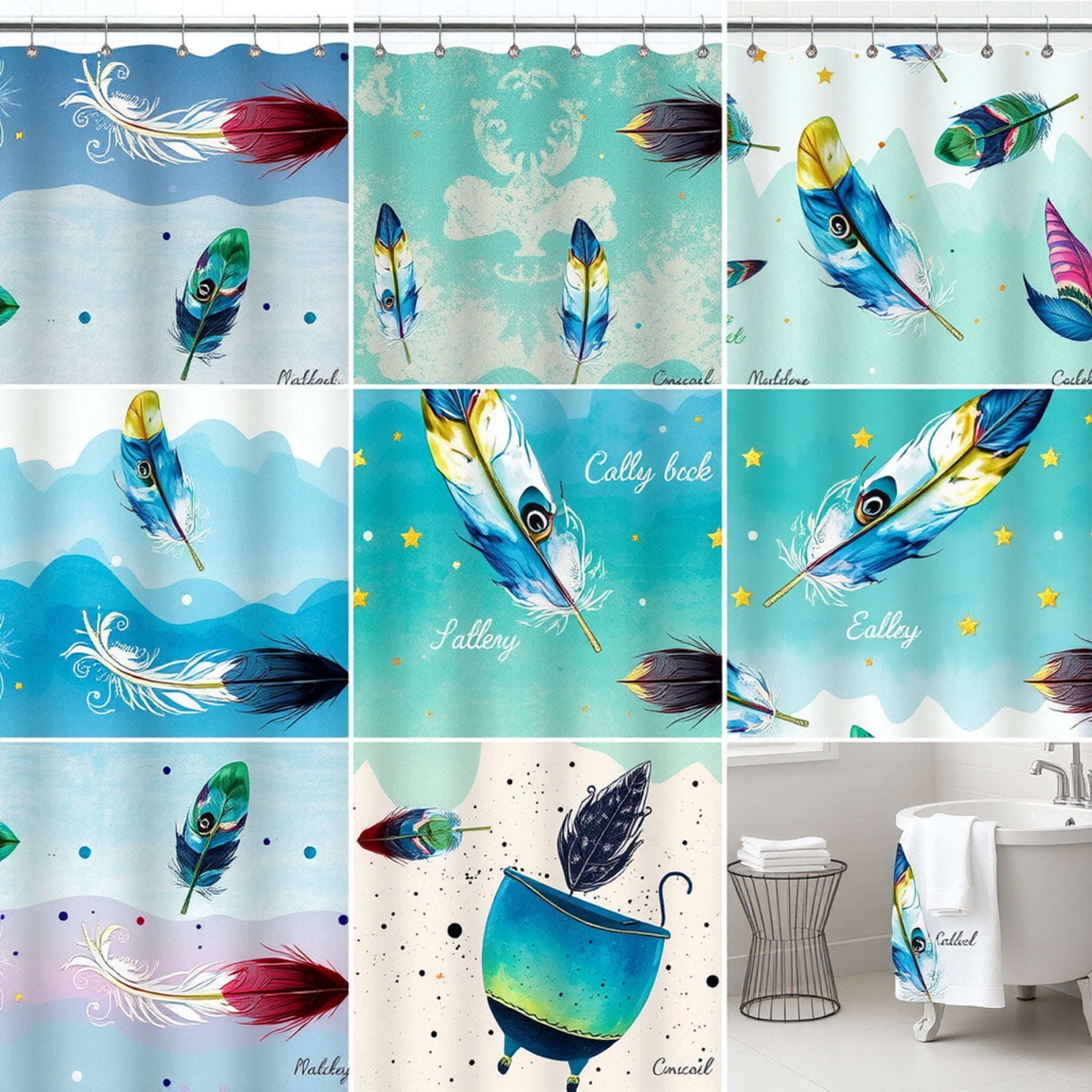 Vibrant Shower Curtains - Whimsical Designs in Pastel Colors for a