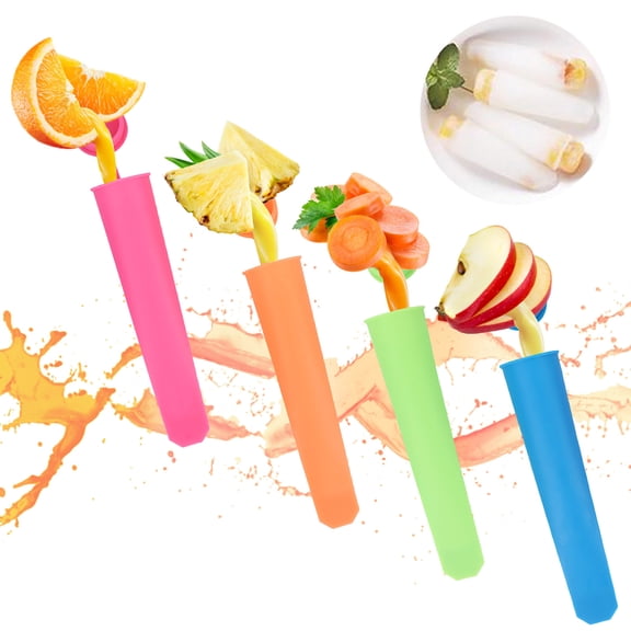 Vibrant Silicone Popsicle Molds for Kids – Reusable Freezer Tubes with Multi-Color Fun & Built-In Lid!