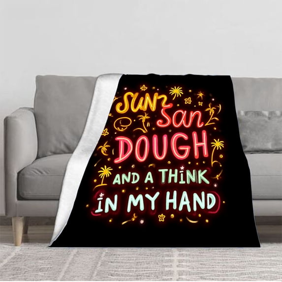 Vibrant Soft Flannel Blanket - Cozy Design with Stars & Palm Trees Perfect for Sofa Travel Bed & Chair