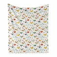 thumbnail image 1 of Vibrant Soft Flannel Fleece Throw Blanket, Repetitive Chickens Eggs Colorful Doodle on Plain Background, Cozy Plush for Indoor and Outdoor Use, 70" x 90", Yellow Green Sky Blue, by Ambesonne, 1 of 5