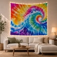 thumbnail image 1 of Vibrant Spiral Tie-Dye Against White Fabric, Energetic Psychedelic for College Students, Abstract Home Decor Art, Housewarming Gift, Tapestry Wall Hanging for Bedroom and Dorm, 1 of 7