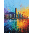thumbnail image 1 of Vibrant Splatter Cityscape Canvas Print，Modern Wall Art for Living Room Office Bedroom Hotel Gallery Wall, 1 of 8