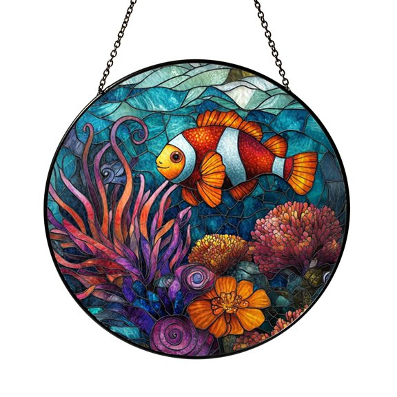 Vibrant Spotted Eagle Ray Suncatcher Round Window Hanging Plaque Art