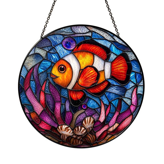 Vibrant Spotted Eagle Ray Suncatcher Round Window Hanging Plaque Decor