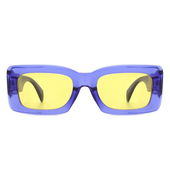 Vibrant Square Sunglasses, Blue Frame with Yellow Lenses