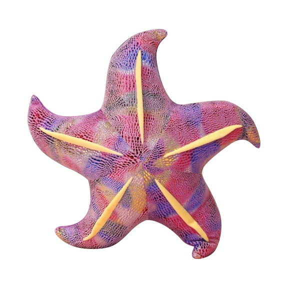 Vibrant Starfish Shaped Decorative Pillow Soft Plush Cushion for Home Decor, Kids' Room, Beach Theme, 18 Inch