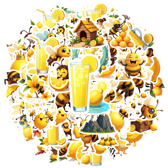 Vibrant Stationery Stickers Bee Kids Stickers Toy Lemon Graffiti Decals for Laptops Notebooks Phone