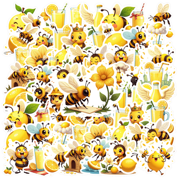 Vibrant Stationery Stickers Bee Kids Stickers Toy Lemon Graffiti Decals for Laptops Notebooks Phone