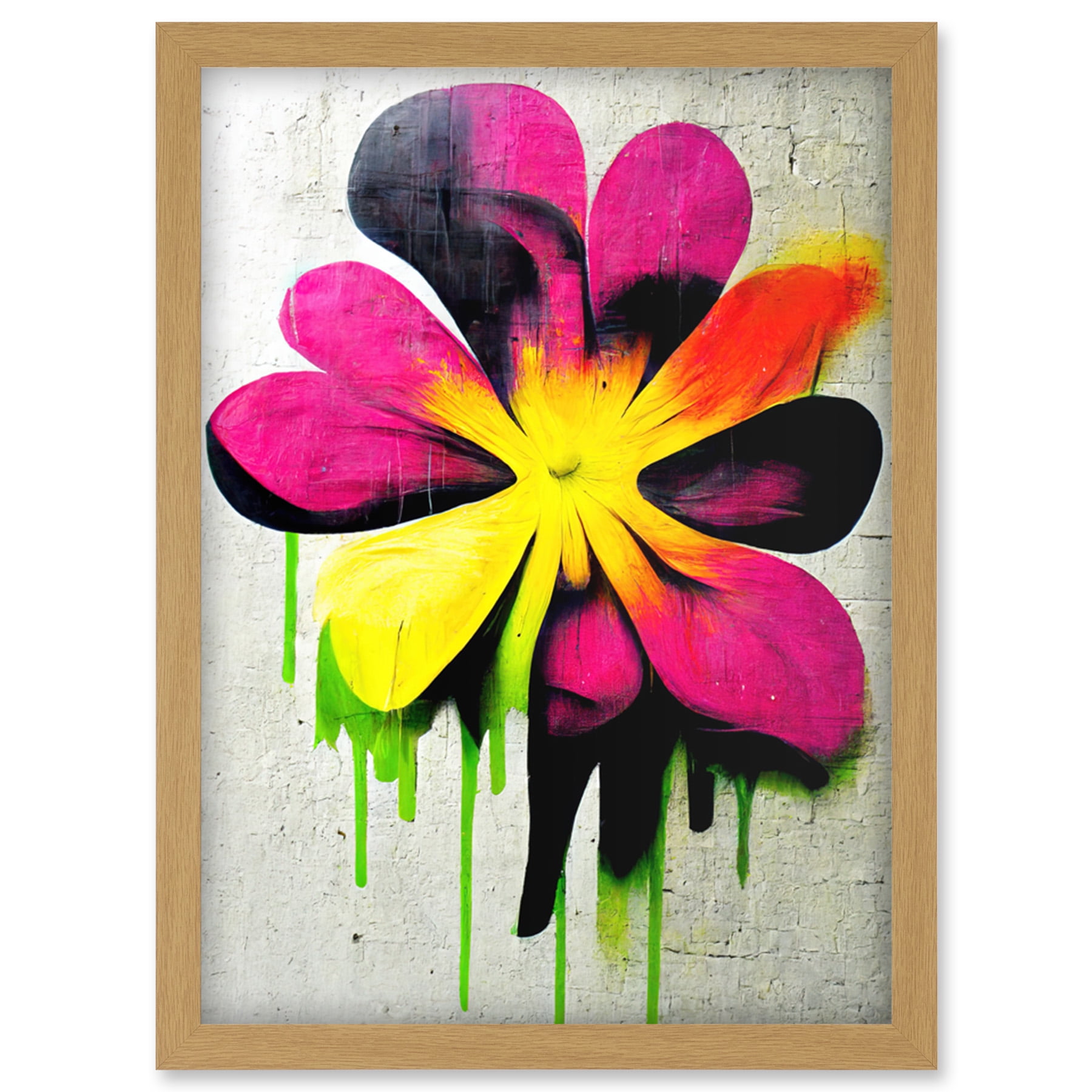 Vibrant Street Art Graffiti Spray Paint Flower On Wall Artwork