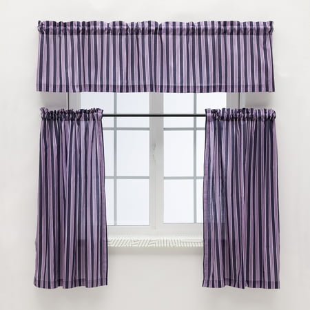 Vibrant Stripe Tier and Valance Purple Set by Drew Barrymore Flower Home