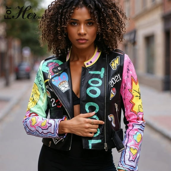 Vibrant Studded Leather Jacket -81765
