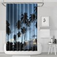 thumbnail image 1 of Vibrant Summer Beach Palm Tree Shower Curtain 72x72, Quick-Dry Polyester with Hooks, Hawaii Island Sunset Bathroom Accent, 1 of 5