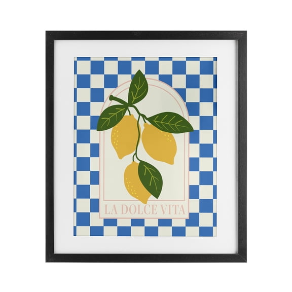 Stupell Industries Vibrant Summer Lemons Checkered Black Framed Print Under Glass, design by Emily Dumas