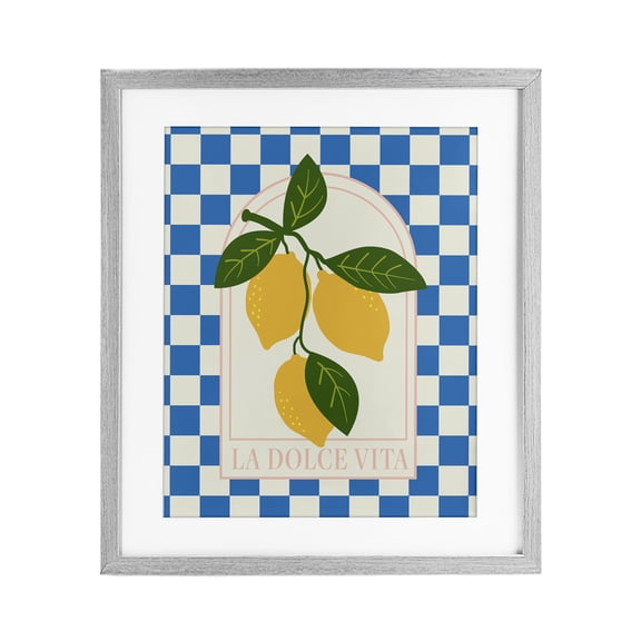 Stupell Industries Vibrant Summer Lemons Checkered Gray Framed Print Under Glass, design by Emily Dumas