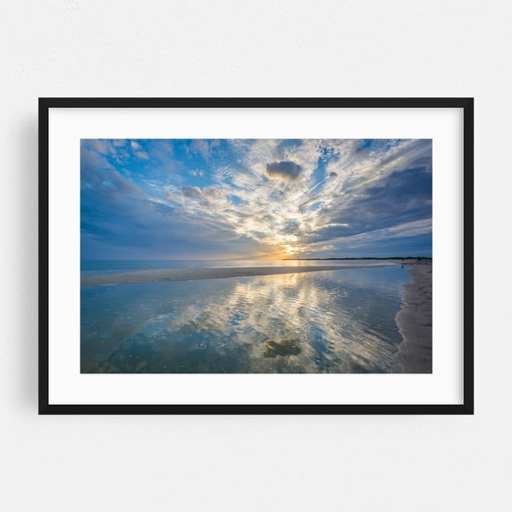 Vibrant Sun - Cape May New Jersey Photography Sunset Beach Ocean Coast Scenic Landscape Water Black Framed Wall Art Print 5 x 7 inches