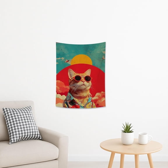 Vibrant Sun and Clouds Tapestry, Artistic Rainbow Decorative Wall Hanging, Colorful Bohemian Tapestry for Living Room, Bedroom, or Dorm Decor 30x40 Inch