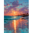thumbnail image 1 of Vibrant Sun Shoreline Canvas Print, Beach Sunset Reflection Landscape, Multi-Room Holiday Gift Wall Decor, 1 of 8