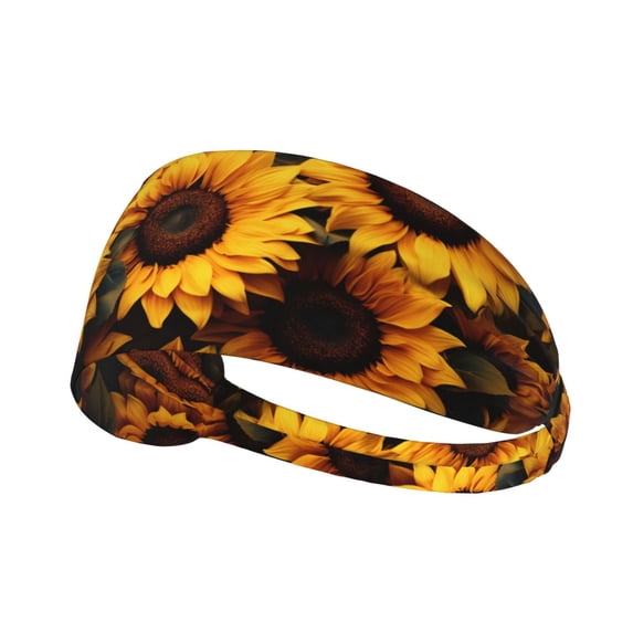 Vibrant Sunflower Blooms Headbands for Women Men, Workout Elastic Sweat Band for Yoga Running Cycling Gym Exercise Non Slip Head Bands for Women's Hair