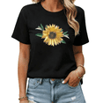 thumbnail image 1 of Vibrant Sunflower Botanical Graphic Tees Womans T shirt Black/White S-5XL Shirts Casual Daily Tops, 1 of 4