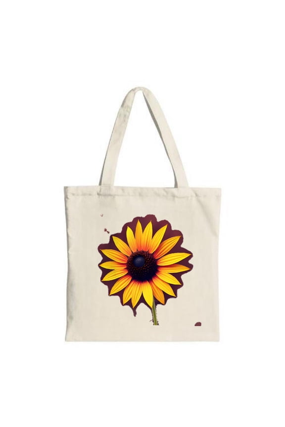 Vibrant Sunflower Canvas Tote Bag - Bright Yellow Petals on Light Beige Perfect for Shopping Travel & Parties Reusable & Stylish