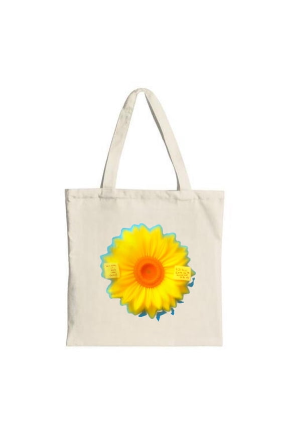 Vibrant Sunflower Canvas Tote Bag with Blue - Green Gradient Perfect for Shopping Travel and Parties - Multifunctional & Reusable