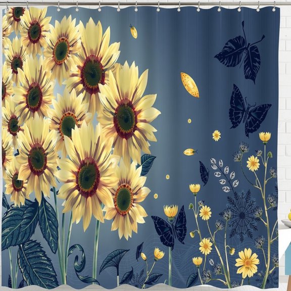 Vibrant Sunflower Shower Curtain - Cheerful Floral Design for Bathroom