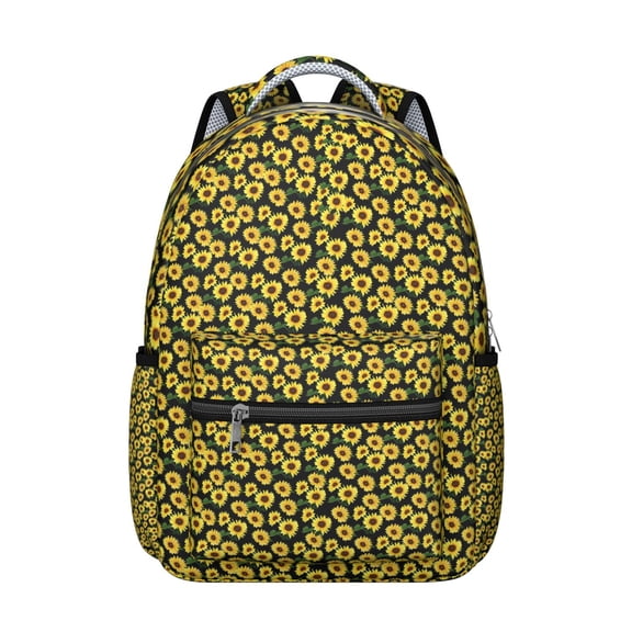 Vibrant Sunflower & Wildflower Pattern Backpack - Ergonomic School Backpack with Breathable Mesh Back & Adjustable Straps for All-Day Comfort