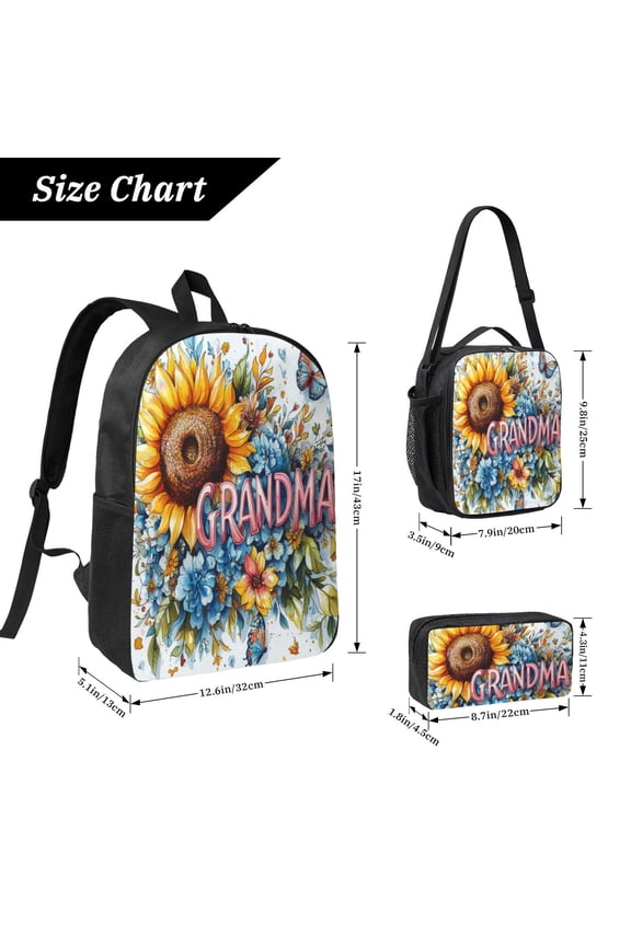 Vibrant Sunflowers And Blue Butterfly Backpack 17 Inch Set with Lunch Bag and CaseDurableTravel Bag Combo for Work Commuting Daily Use