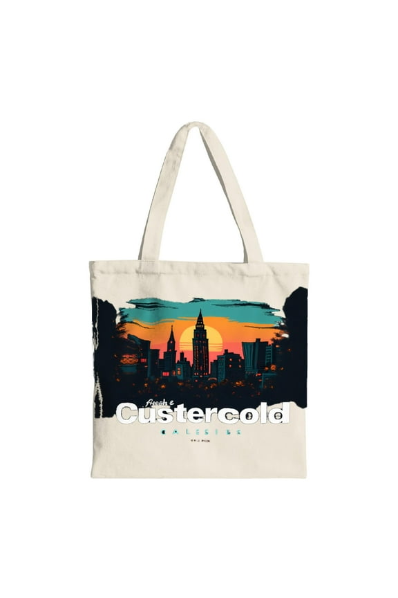 Vibrant Sunset City Skyline Tote Bag - Multifunctional Canvas Bag for Shopping Travel & Parties - Stylish " Custer Cold " Design