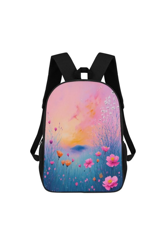 Vibrant Sunset Floral Landscape Backpack 17in Laptop traveling Bag Bags