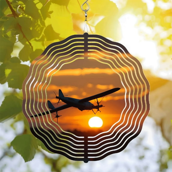 Vibrant Sunset Metal Hanging Wind Spinner - Circular Pattern Design for ...