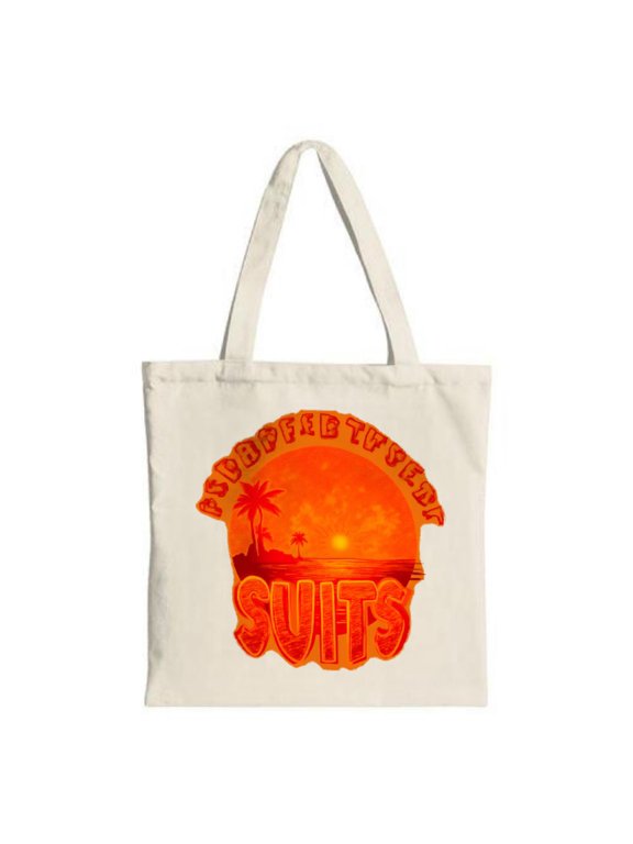 Vibrant Sunset Tropical Beach Tote Bag - Canvas Multifunctional Reusable Shopping Bag for Parties Travel & Shopping - " SUBURBNEVY VVVVV " & " SUITS "