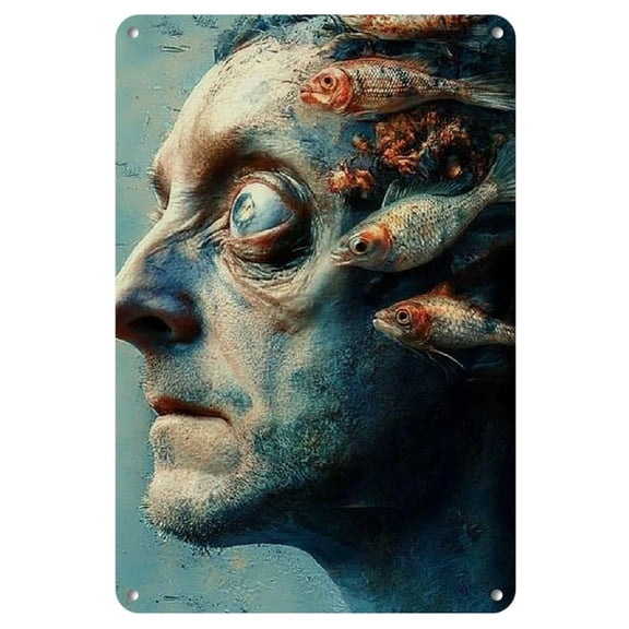 Vibrant Surreal Creatures Digital Art Wall Decor - Vintage-Inspired Iron, Easy-to-Hang, No Power Required - Perfect for Home & Office