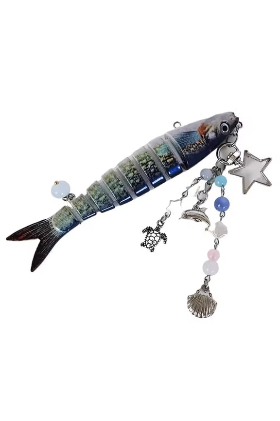 Vibrant Swimming Fish Keychain Decoration Plastic Metal Beads Keyring Pendant Backpack Accessory For Men And Women