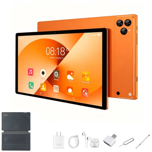 Vibrant Tablet 2026 Newest Android 13 Tablet Orange ,10 Inch Tablet,5G Wi-Fi Tablet Computer,2 In 1 Tablet with Keyboard, 256GB ROM+8GB RAM ,Octa-Core Processor,1920 * 1200 IPS,Bluetooth,GPS