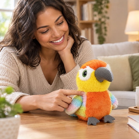 Vibrant Talking Parrot Stuffed Animal, Singing Plush, Interactive Music Plush Toy, Angry and Expressive Bird, Soft Feather Texture, Unique Room Decoration Item