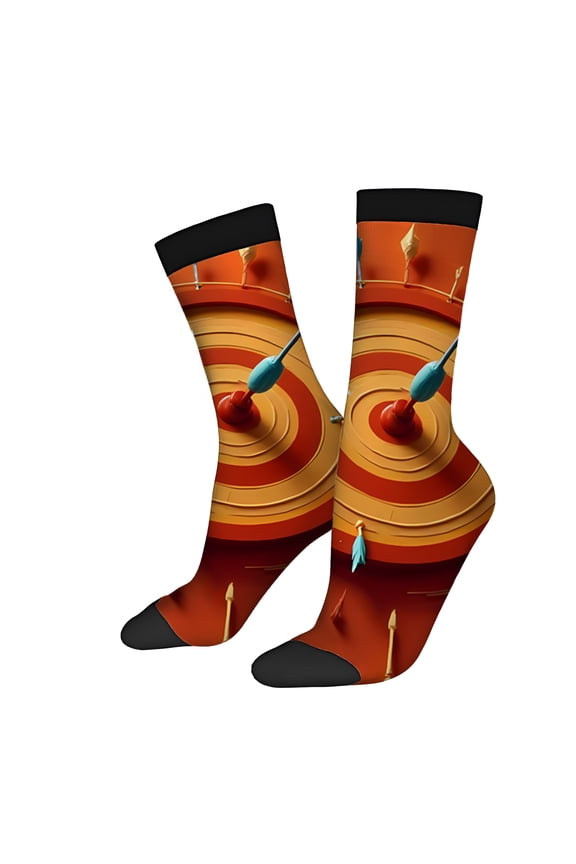 Vibrant Target Design Socks (2 Pairs) - Unisex Trendy Mixed Color Socks for All Seasons Precision Focus with Arrows and Concentric Circles