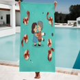 thumbnail image 1 of Vibrant Teal Beach Towel with Festive Gift Box Pattern - Perfect for Pool Travel and Bathing - Soft Absorbent and Stylish, 1 of 6