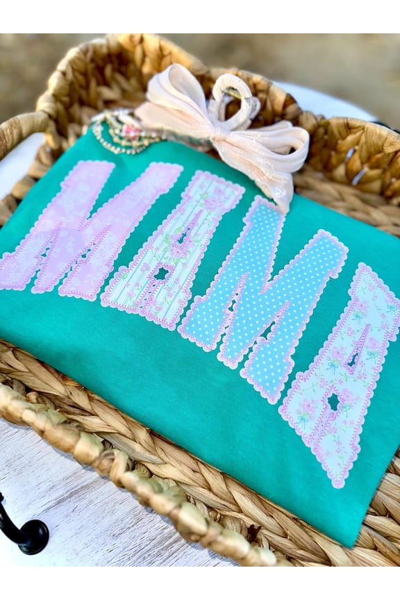 Vibrant Teal Mama Doodle T-Shirt for Stylish Moms - Perfect for Mother's Day Celebrations