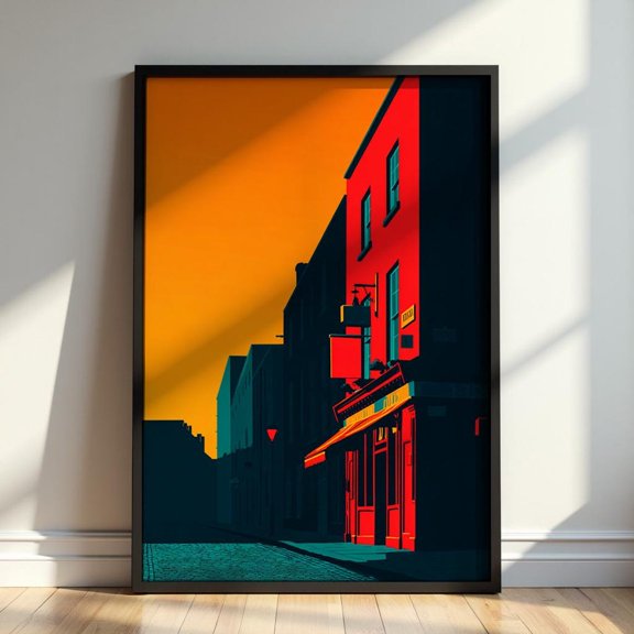 Vibrant Temple Bar Street Scene Iconic Red Pub Bar Dublin Ireland Wall Art Unframed Paper Print