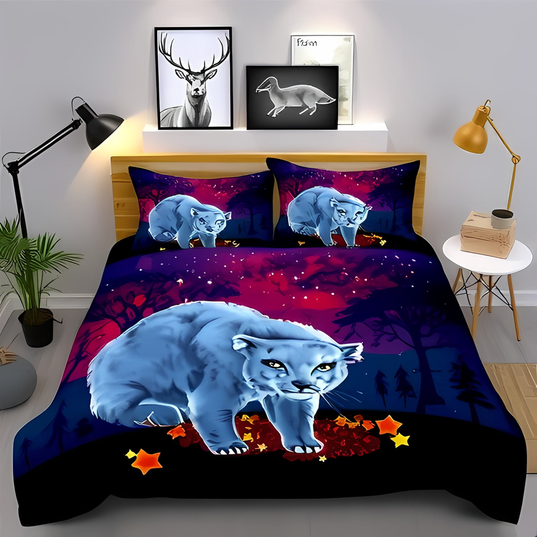Beer Blue Pattern Print Duvet Cover Bedding Set