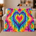 thumbnail image 1 of Vibrant Tie-Dye Heart Design Colorful Radiating Swirls, Cozy Artistic Scene, Warm Flannel Blanket for Living Room and Bedroom, Art Lovers Valentine's Day Gift, Artistic Home Decor, 1 of 9