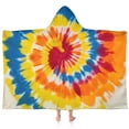 thumbnail image 1 of Vibrant Tie Dye Spiral Hooded Bath Towel，60"x35" for Ages 3 To 12 Kids, Quick Dry Lightweight Soft Microfiber Hood Beach Towel Cover Up for Kids, 1 of 7