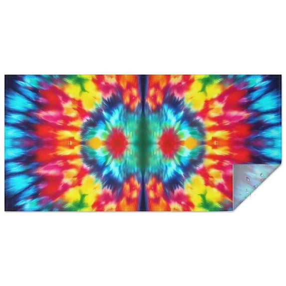 Vibrant Tie Dye Symmetry Rectangle Tablecloth 60"x120",Waterproof Polyester Rectangle Table Cloth, Wipeable Spillproof Polyester Tablecloth for Dining, Camping, Indoor and Outdoor