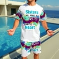 thumbnail image 1 of Vibrant Tie - Two-Piece Outfit for Men - Casual T-Shirt & Shorts Set with Heartfelt " Sisters Connected " Design, 1 of 5